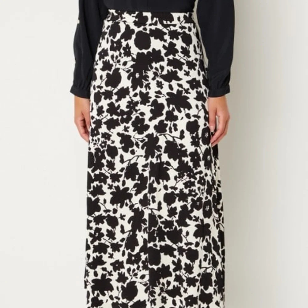 Gerard Darel Bastian Paris Black White Floral Maxi Skirt Size 3 (US Large)